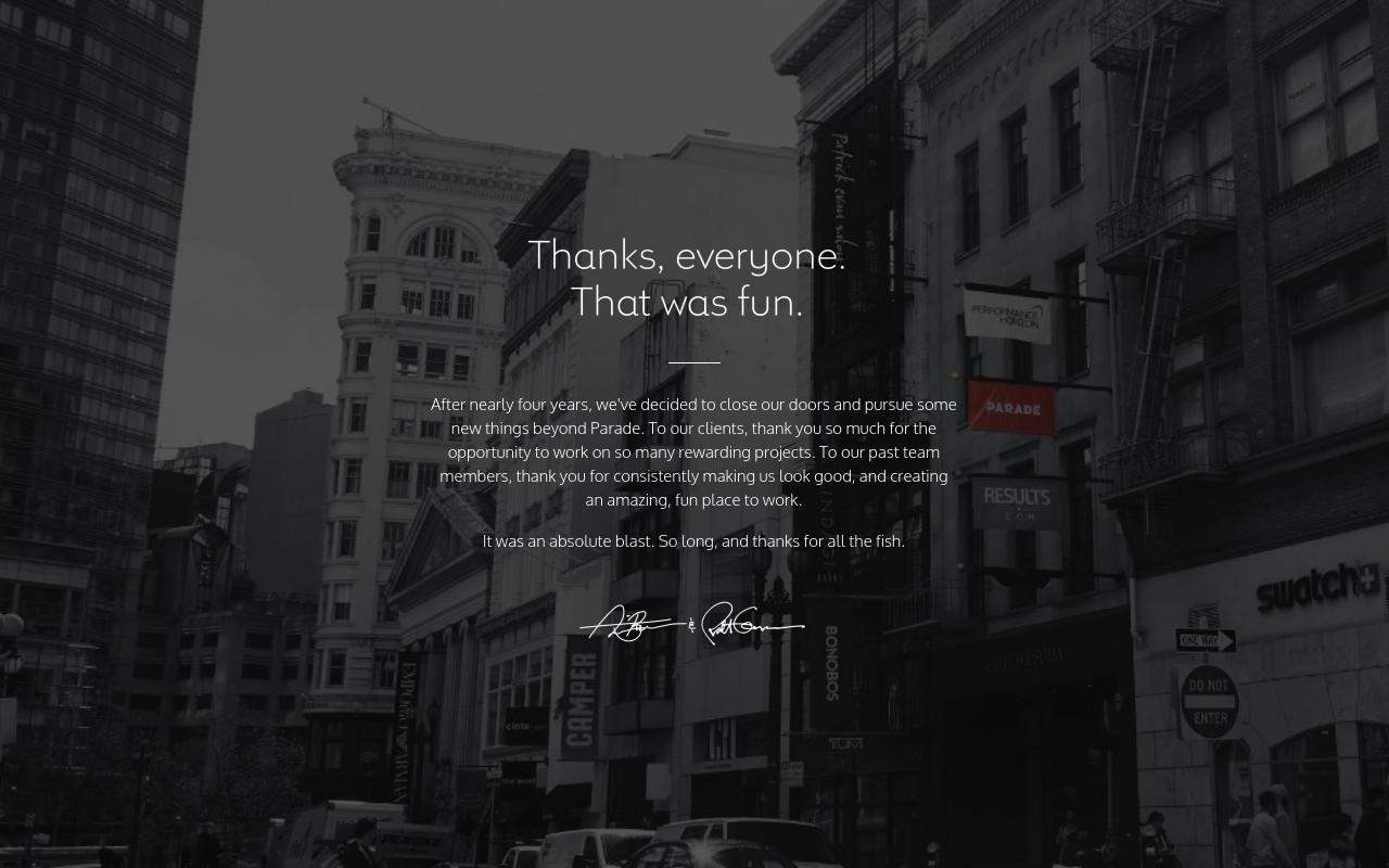 Parade - Out of Business Logo